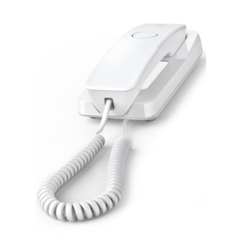 GIGASET DESK 200 TELEFONO A FILO STANDARD SEGNALAZIONE DI CHIAMATA A LED 10 NUMERI PER LA SELEZIONE RAPIDA 3 MELODIE E 3 LIVELLI DI VOLUME POSSIBILITA' DI DISABILITARE LA SUONERIA RIPETIZIONE DELL'ULTIMO NUMERO SELEZIONATO TASTO MUTE WHITE